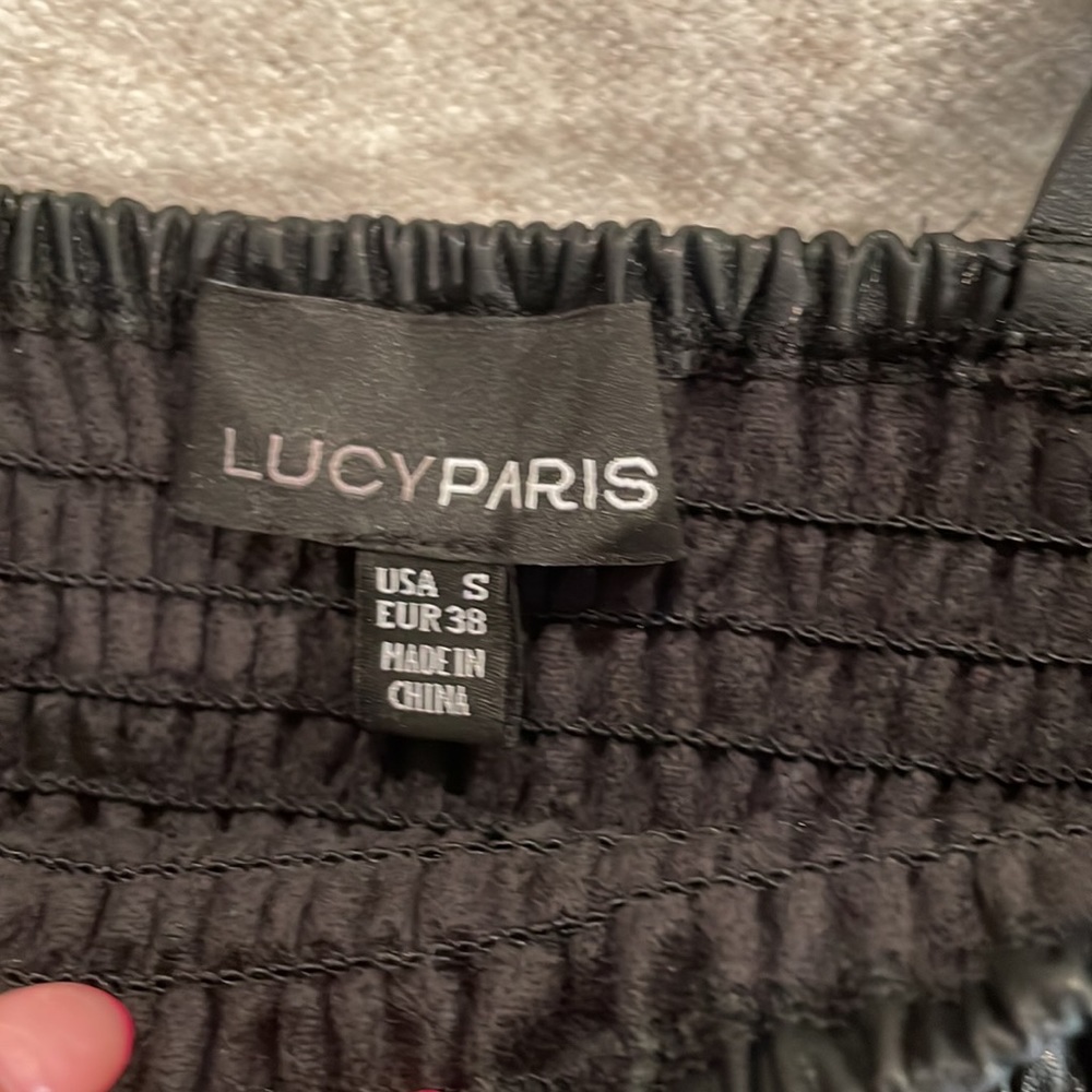 LAST CALL! NWOT! Lucy Paris Faux Leather Peplum Top - Picture 4 of 5